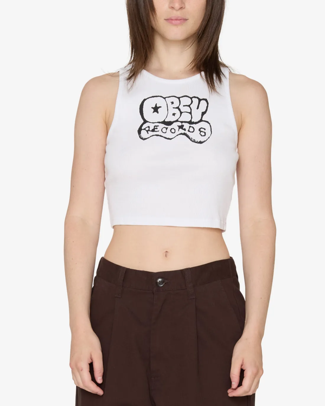 New RECORDS TAG RIB TANK Women T-Shirts